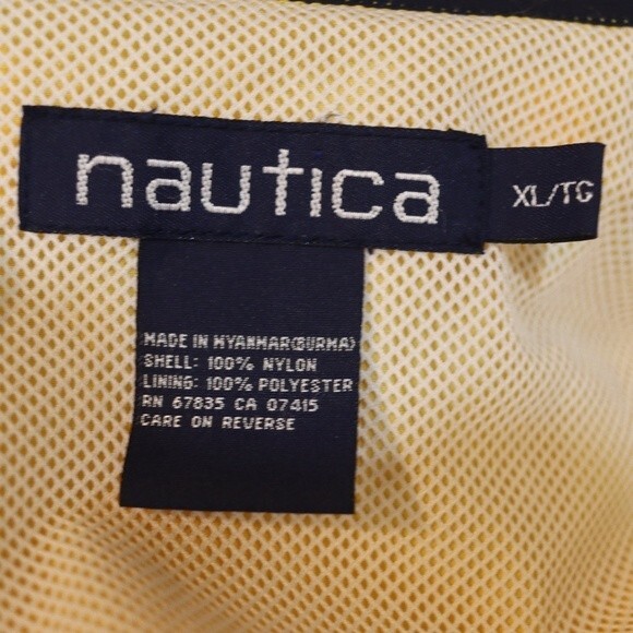 Nautica Yellow Vented Hidden Hood Nylon Windbreaker Jacket XL Preppy Sailing - Picture 16 of 16